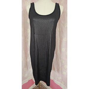 VINCE Solid‎ Black Sequined Scoop Neck Back Sleeveless Knit Tank Dress XS 2 4 6
